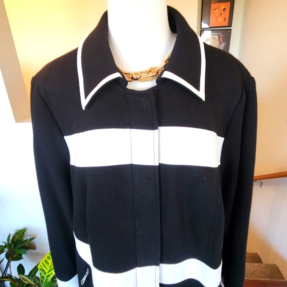 INC BLK WHT Striped Peacoat 2X - Picture 4 of 12